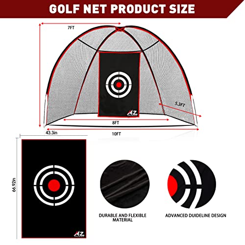 2022 Stronger Golf Net-10 Foot Professional Golf Hitting Net & Mat Bundle