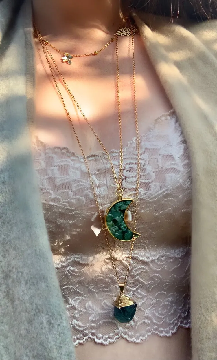 Aventurine Moon Layering Necklaces