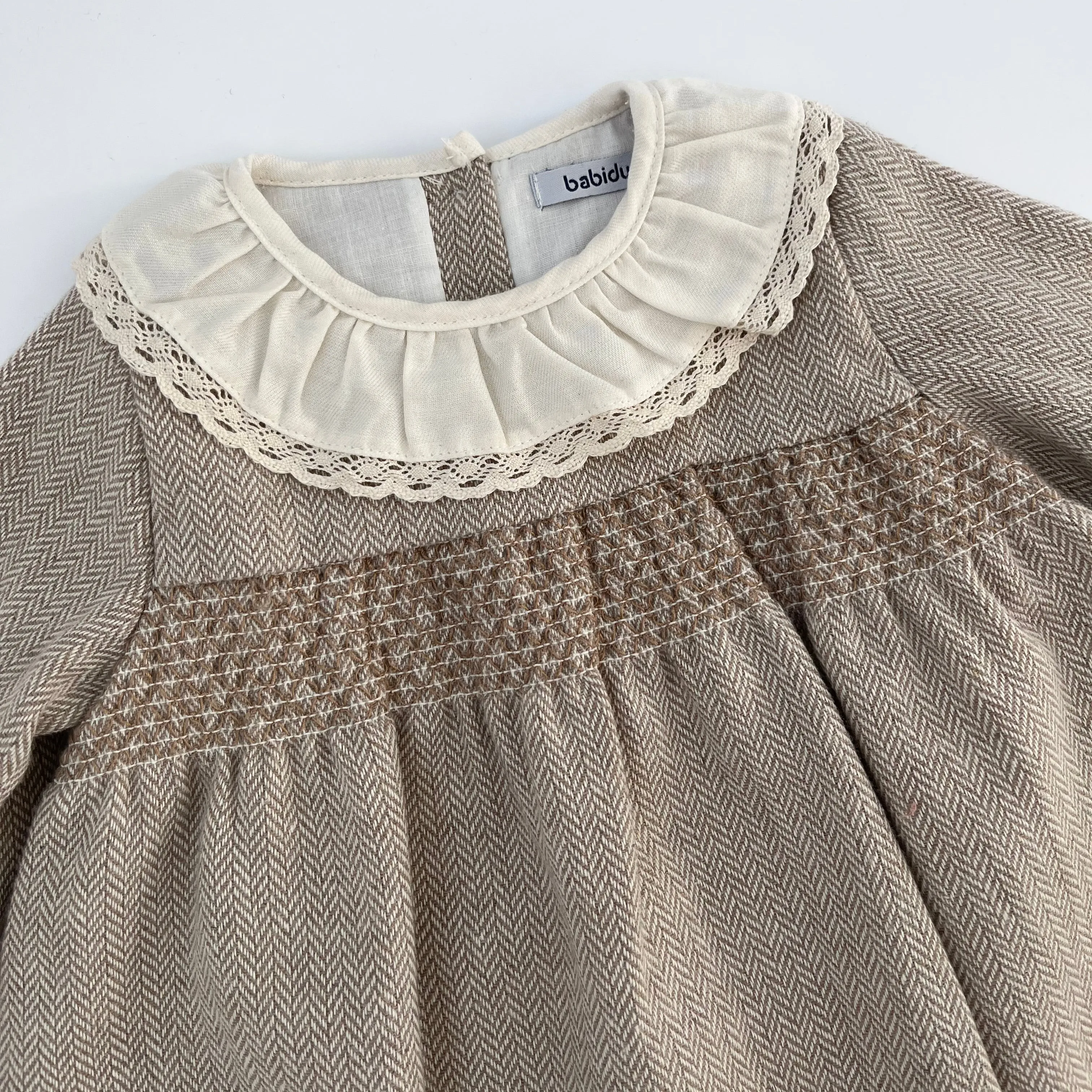 Babidu Oatmeal Dress With Collar: 3 Years