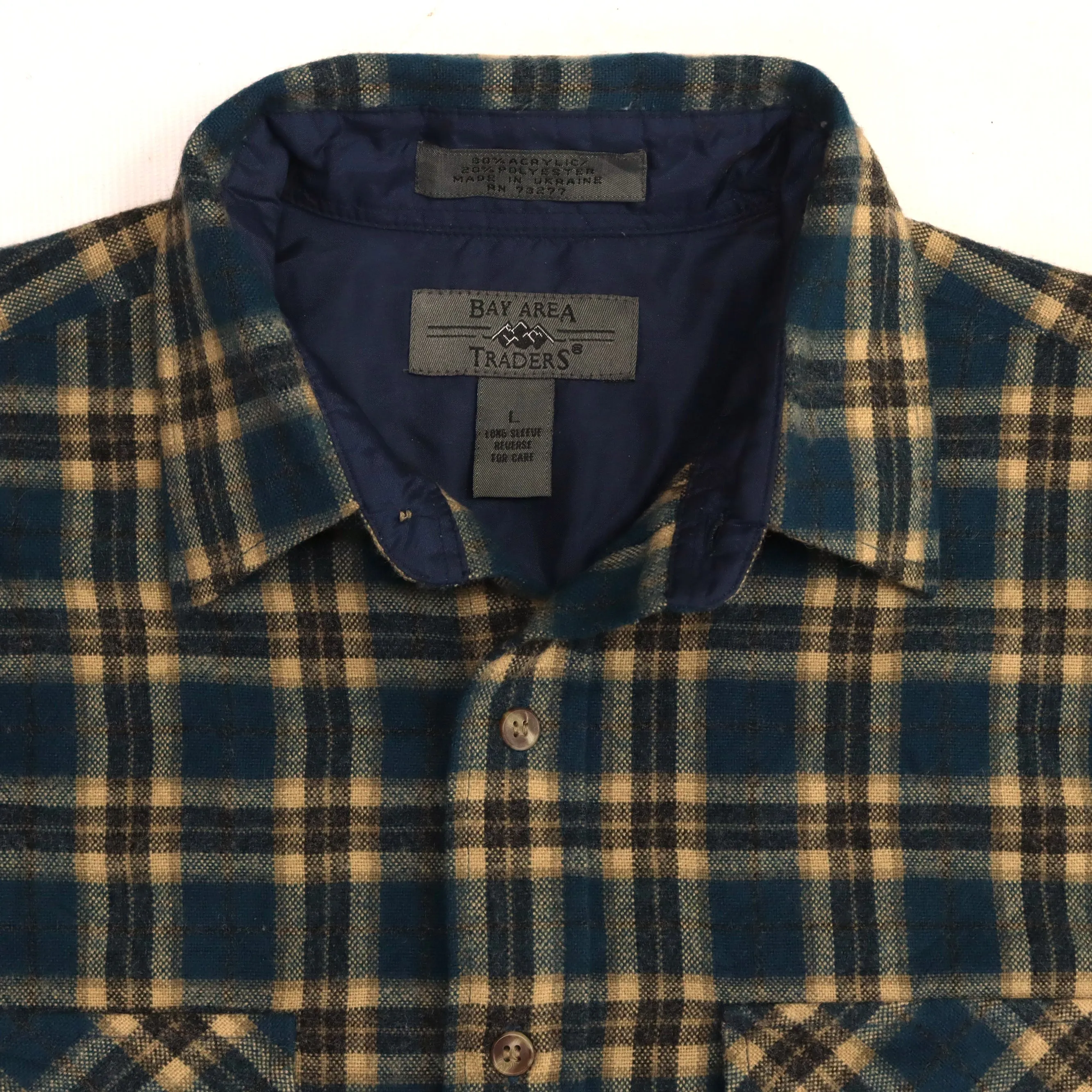 Bay Area Traders Checkered Flannel Shirt Green Blue