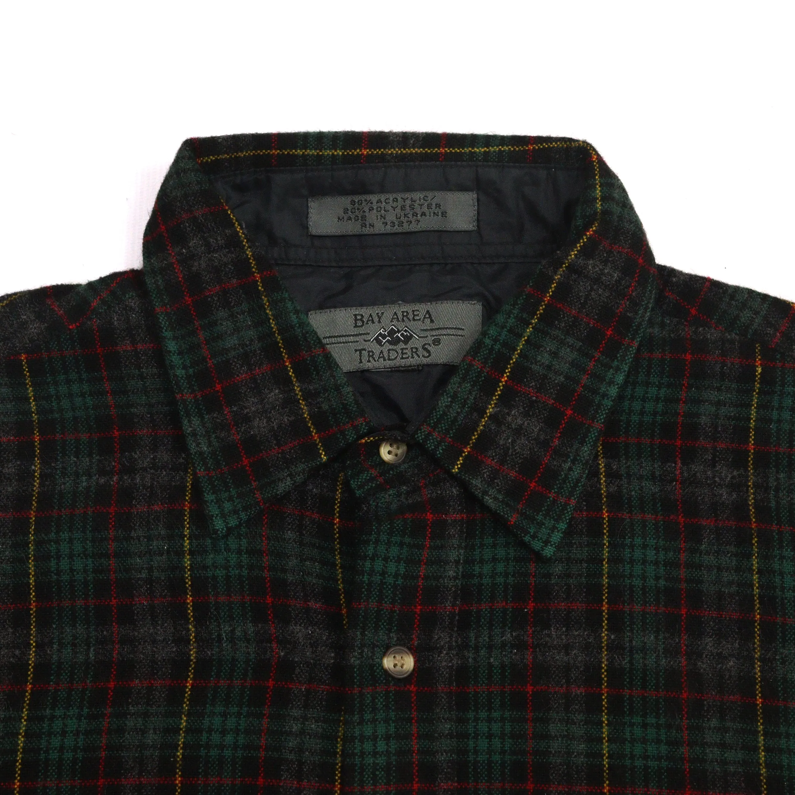 Bay Area Traders Checkered Flannel Shirt Green Red