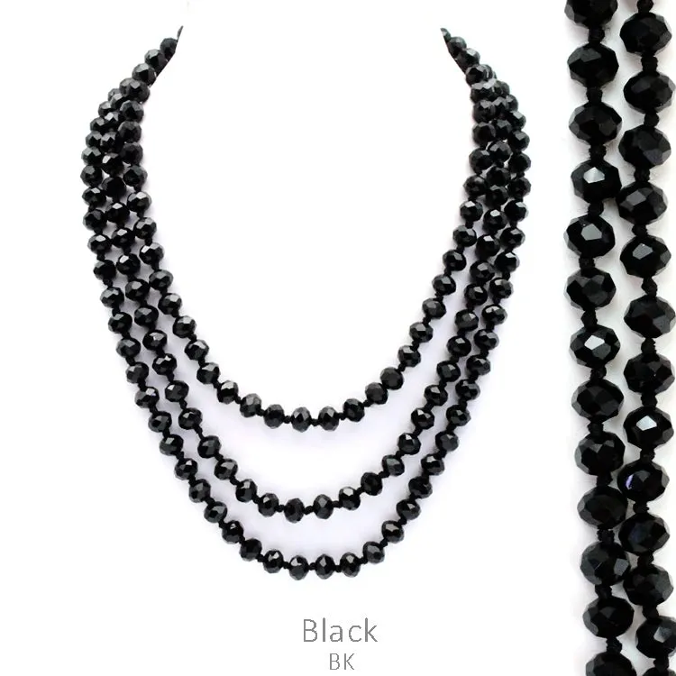 Black Crystal Long 60” Layering Necklace