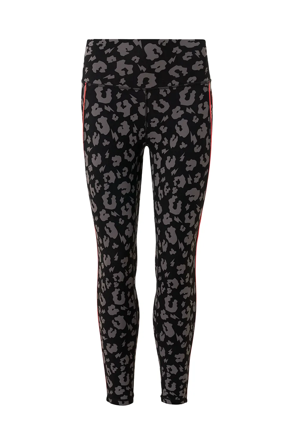 Black with Grey Leopard Full Length Active Leggings