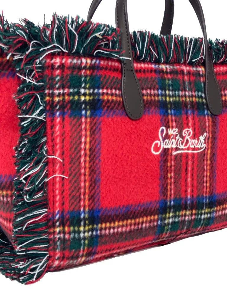 BORSA MINI TARTAN ROSSA CON PROFILI SFRANGIATI