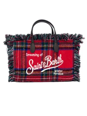 BORSA MINI TARTAN ROSSA CON PROFILI SFRANGIATI