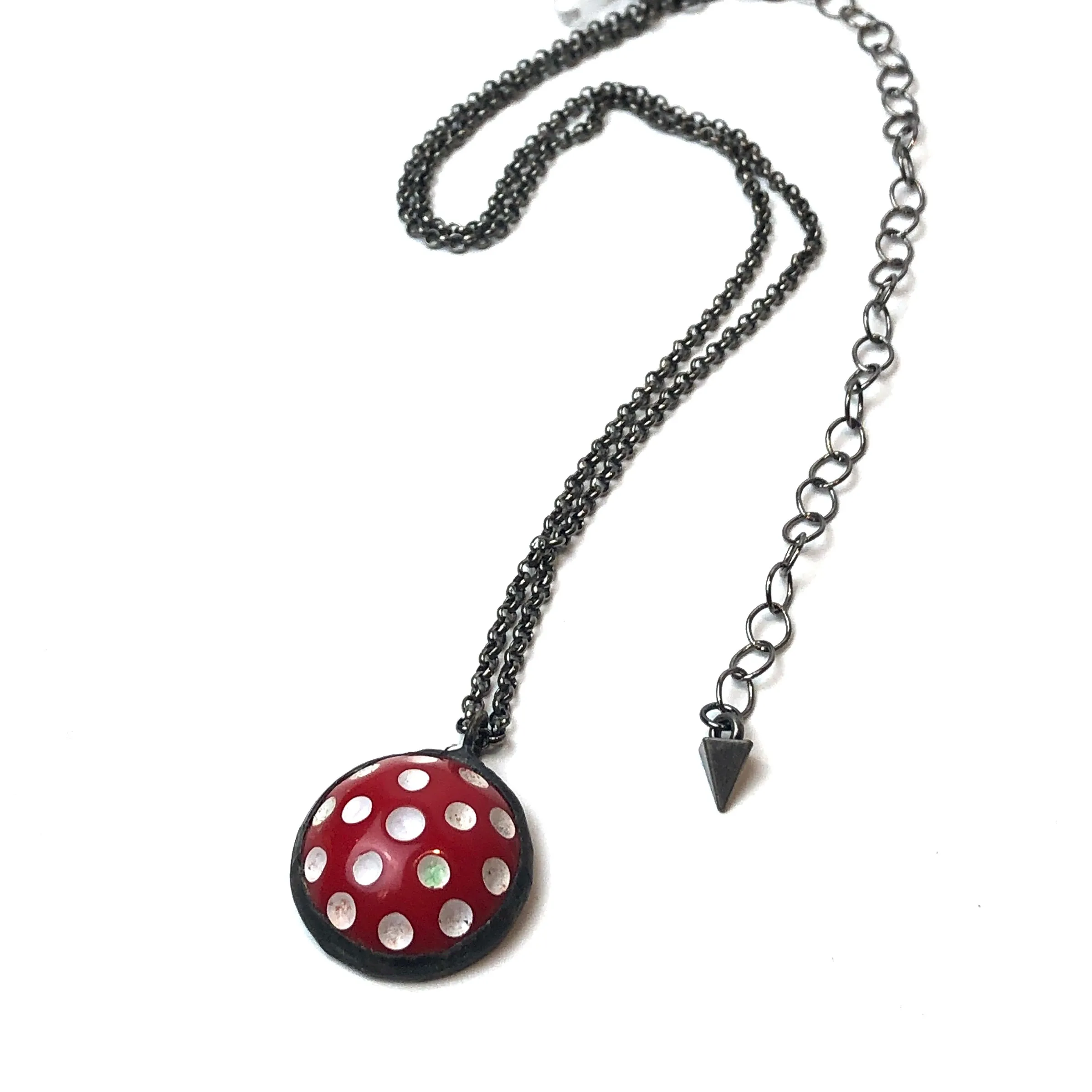 Cherry Red & White Polka Dot Layering Necklace - Medium