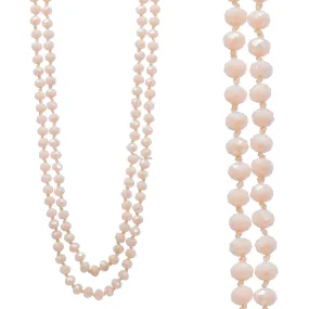 Cream Crystal Beaded 60 Layering Necklace