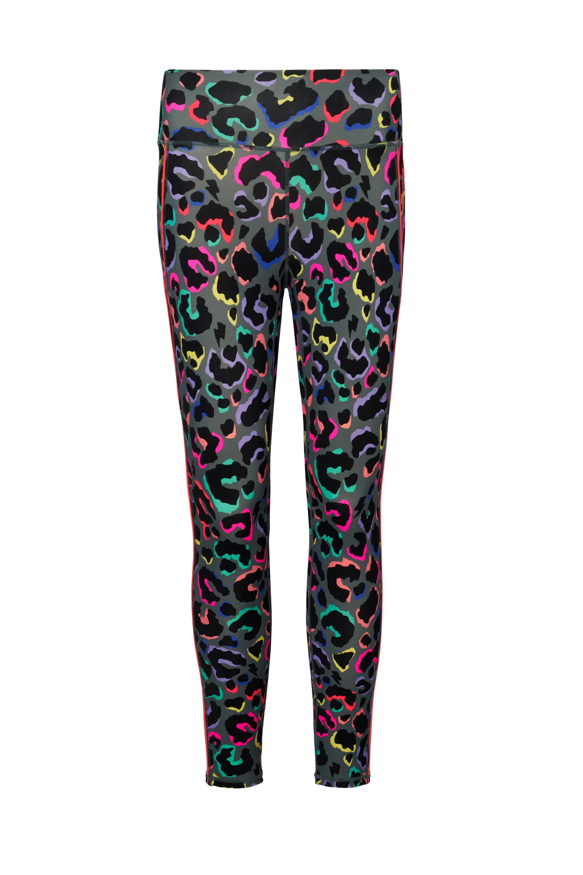 Dark Khaki with Rainbow Shadow Leopard 7/8 Length Active Leggings