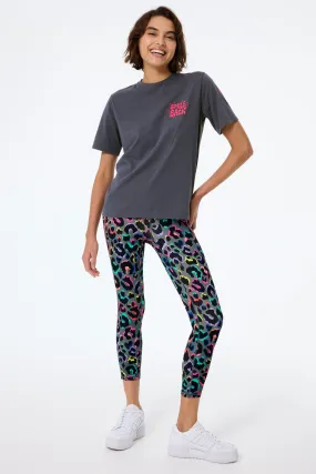 Dark Khaki with Rainbow Shadow Leopard 7/8 Length Active Leggings