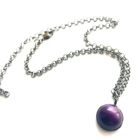 Deep Purple Moonglow & Gun Metal Layering Necklace - Shortie