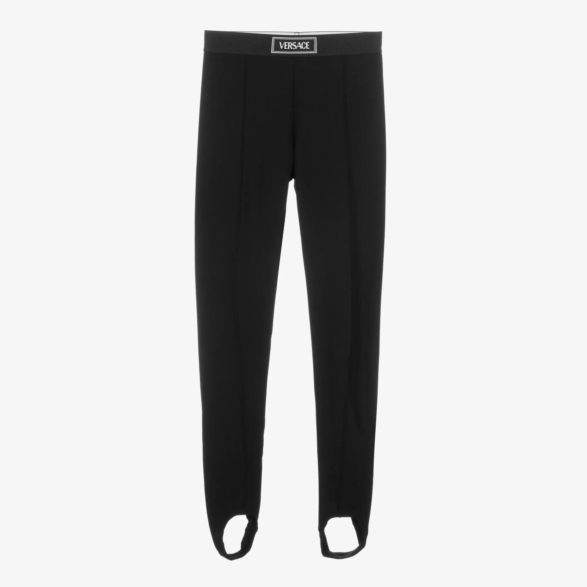 Girls Black Milano Jersey Stirrup Leggings