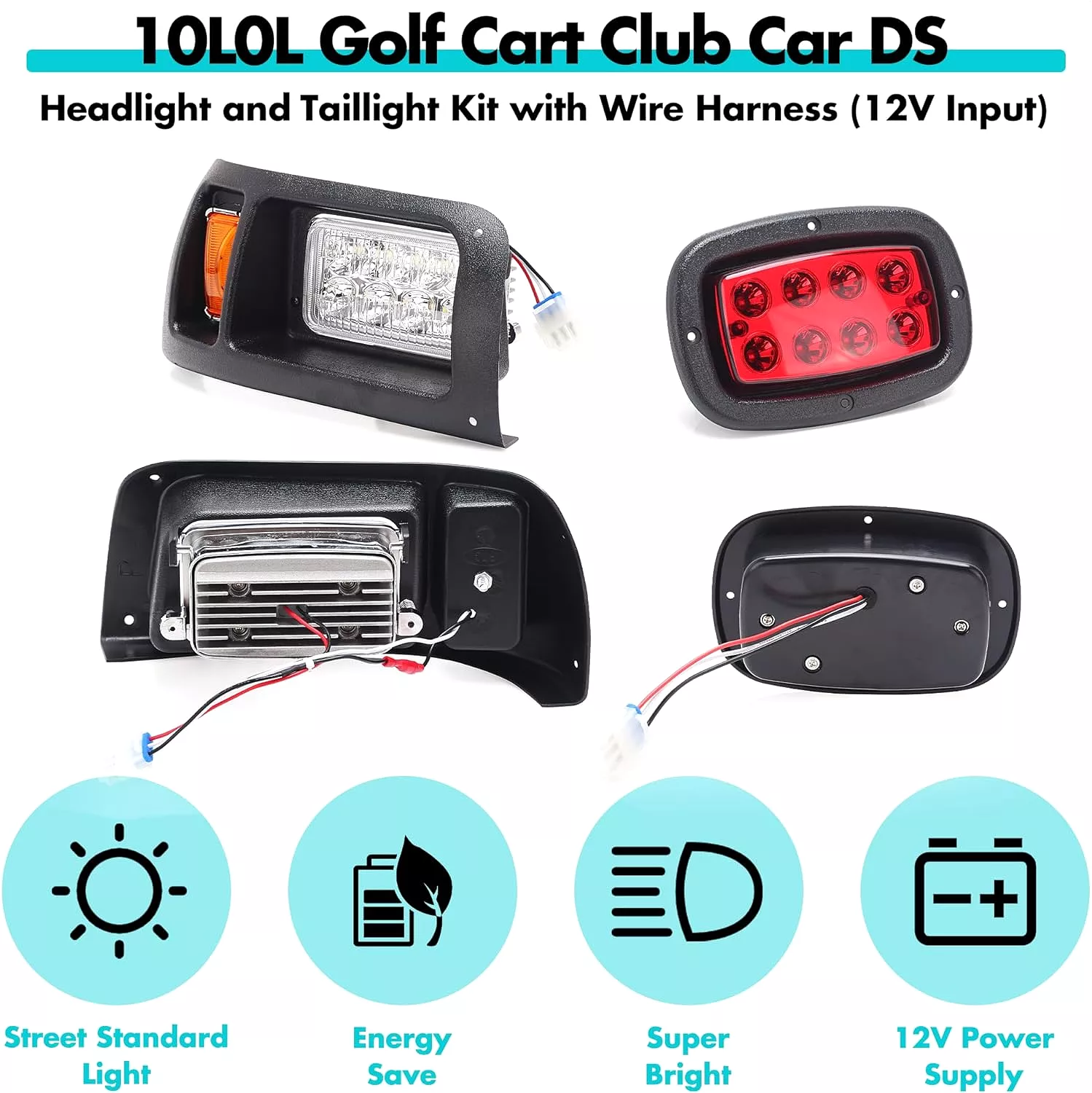 Golf cart LED headlights and taillights for Club Car DS Gas & Electric - 10L0L