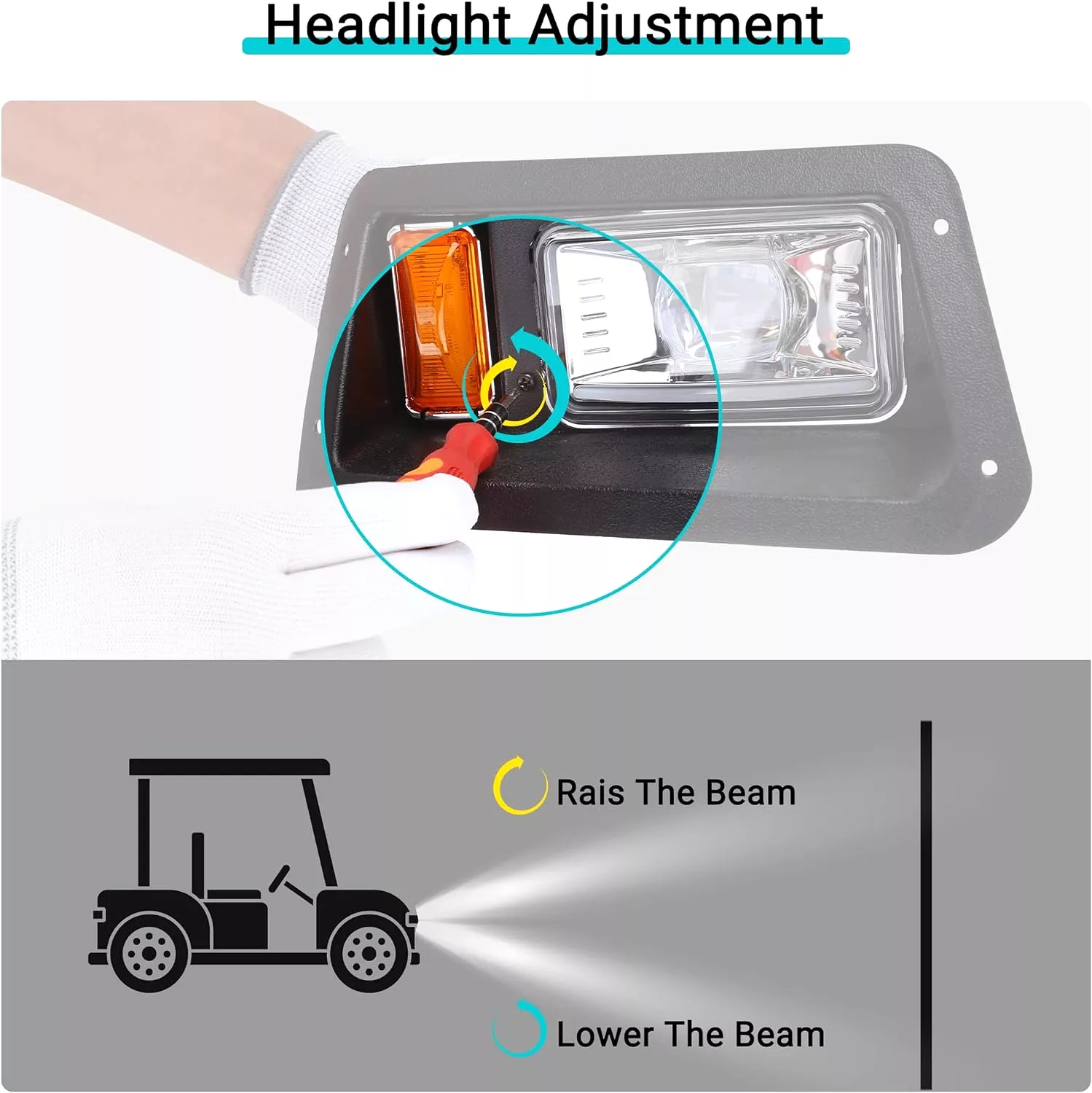 Golf Cart LED Light Kit 12V-48V Daytime Running Light for Yamaha Headlights - 10L0L