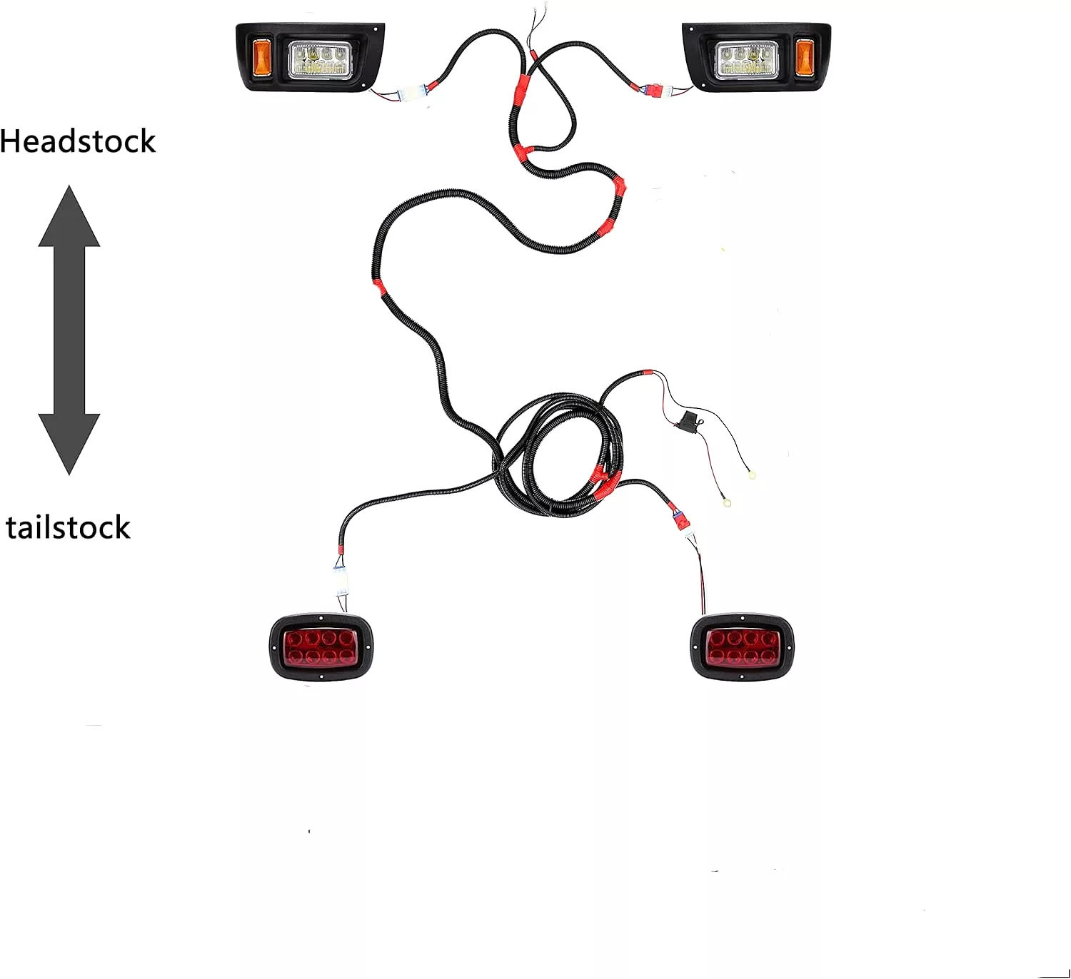 Golf Cart LED Light Kit 12V Headlight and Taillight for Club Car DS All Years - 10L0L