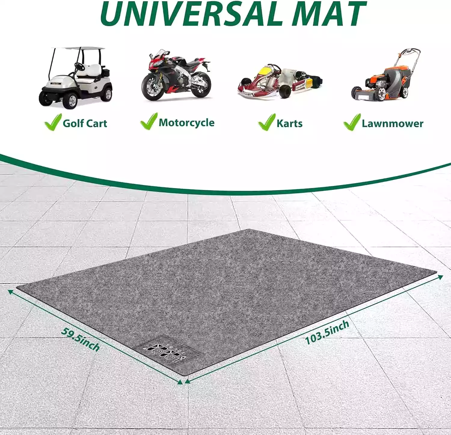 Golf Cart Mat Premium Garage Floor Mat for Club Car EZGO Yamaha - 10L0L