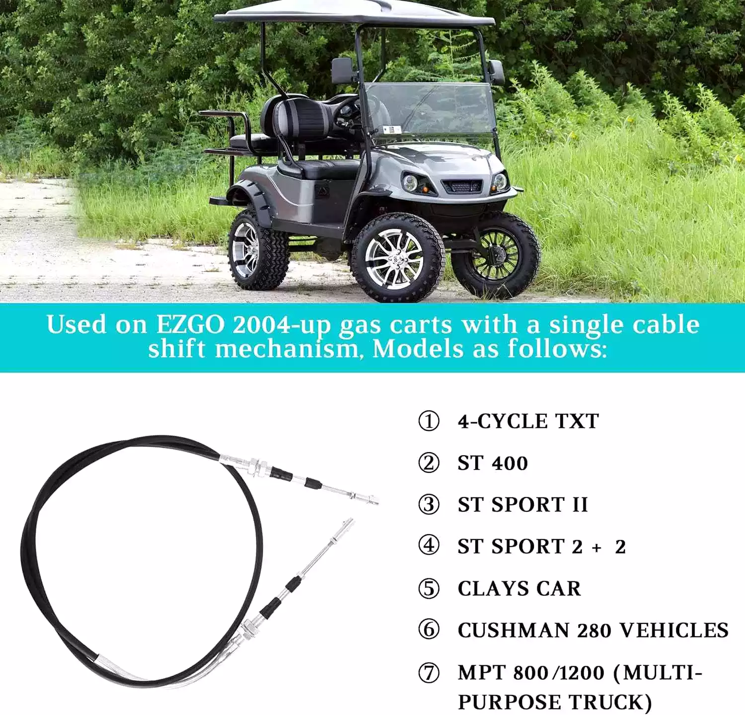 Golf Cart Transmission Shift Forward Reverse Cable for EZGO Gas 2004-current - 10L0L