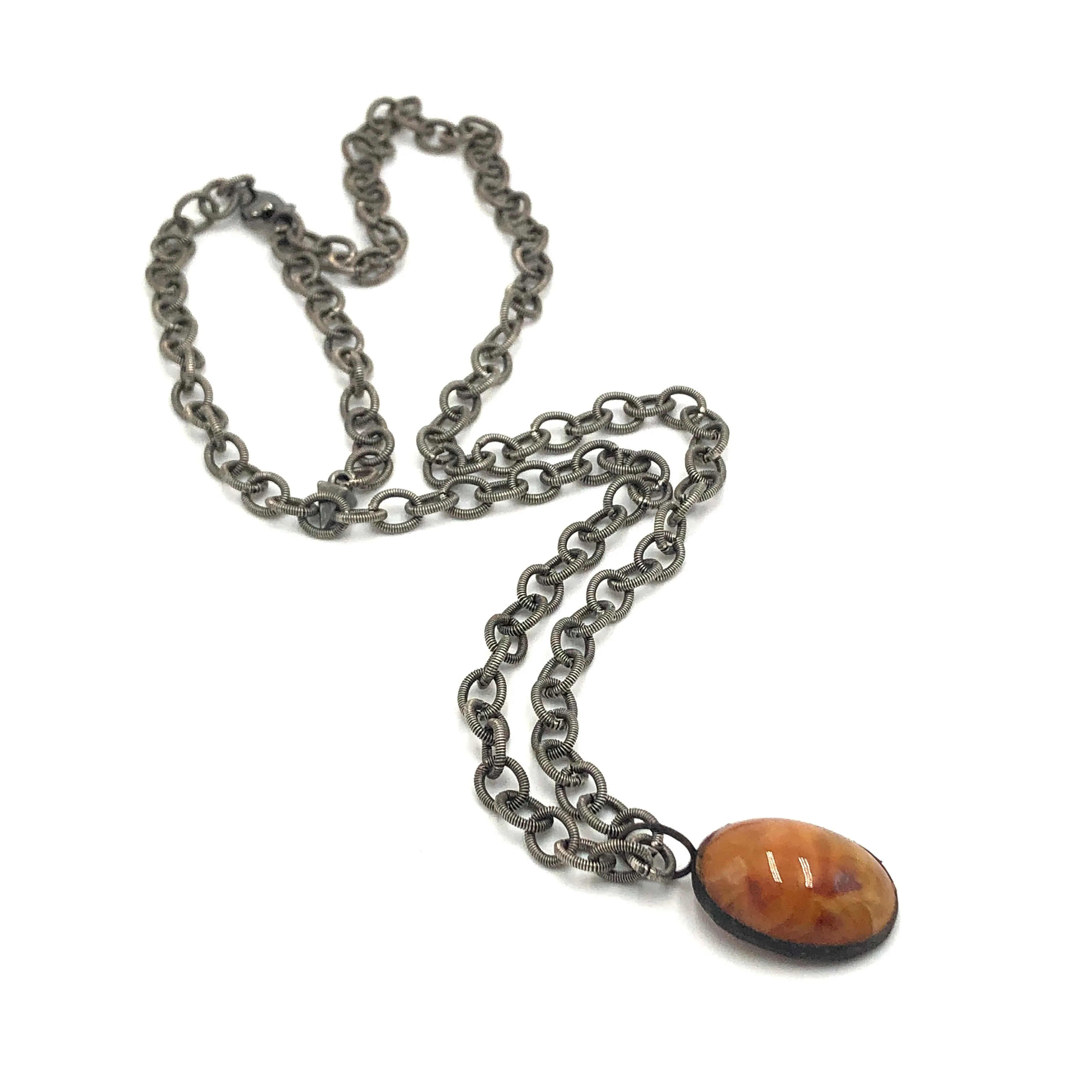 Honey Amber 'Gemz' & Guitar String Layering Necklace