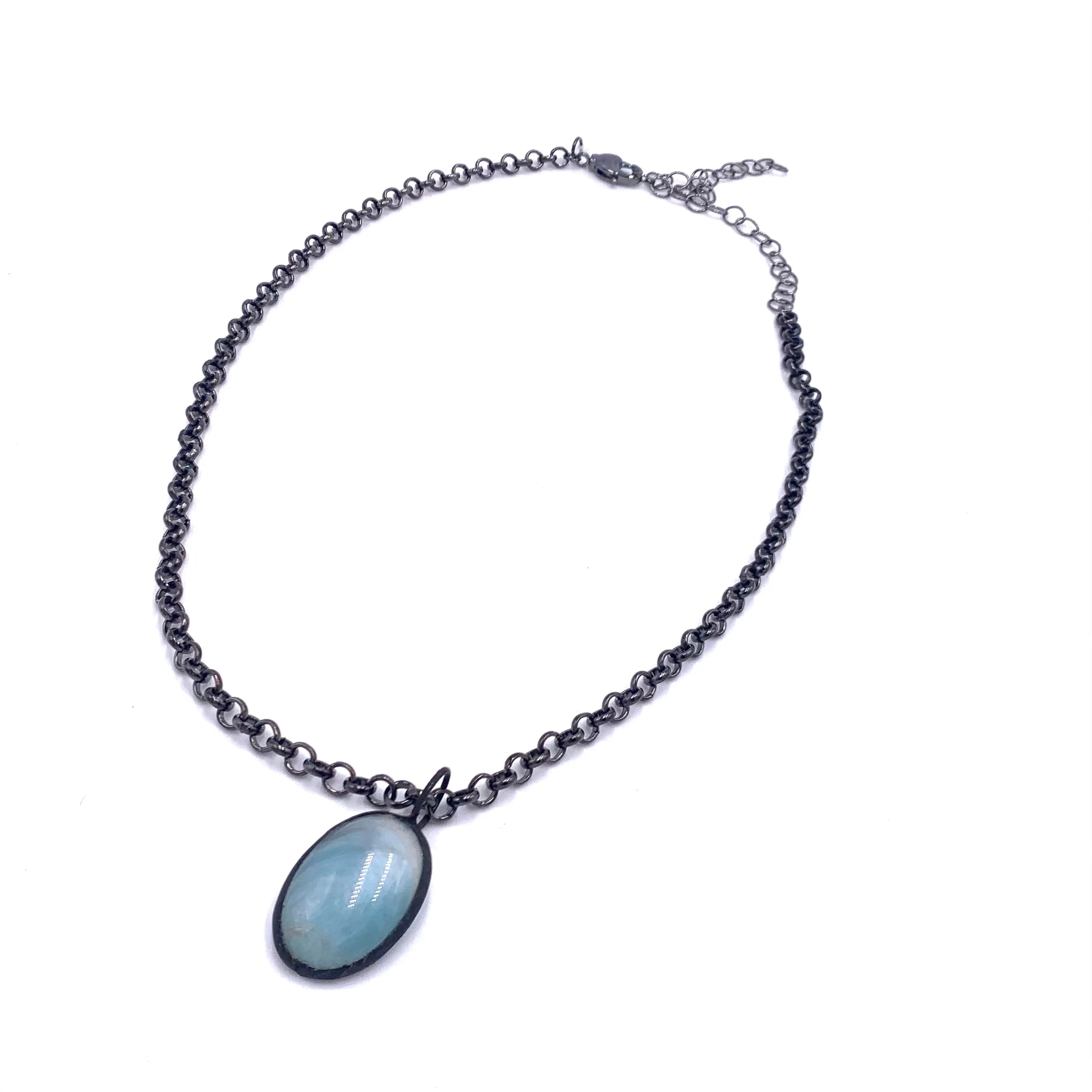 Ice Blue 'Gemz' & Rolo Layering Necklace