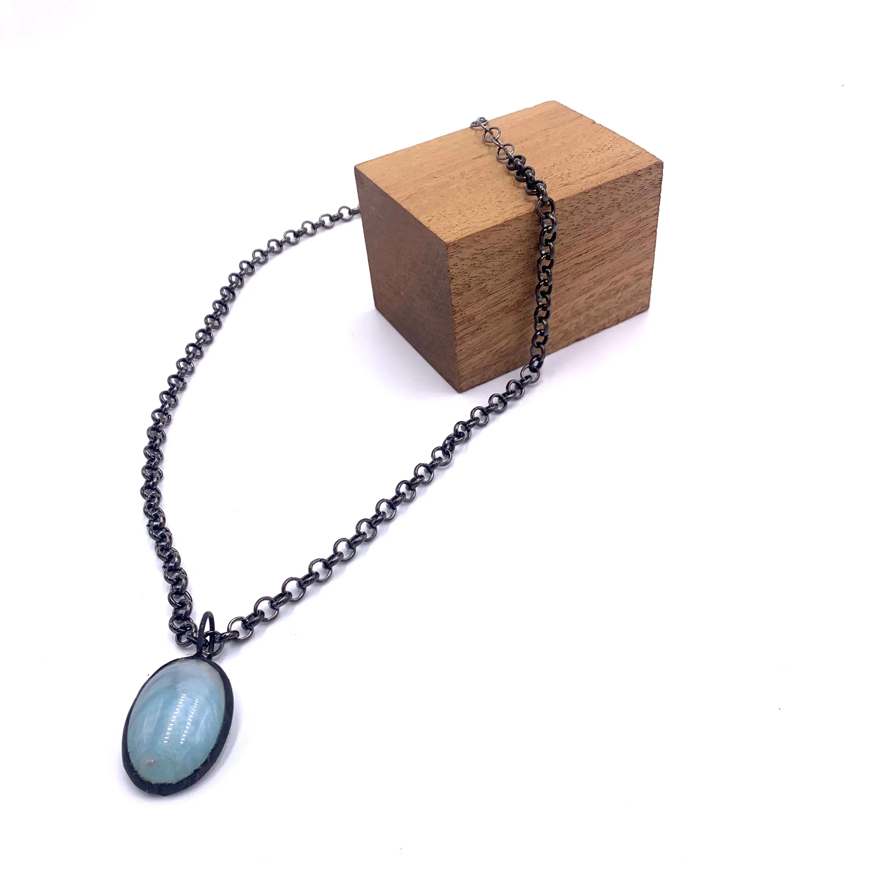 Ice Blue 'Gemz' & Rolo Layering Necklace