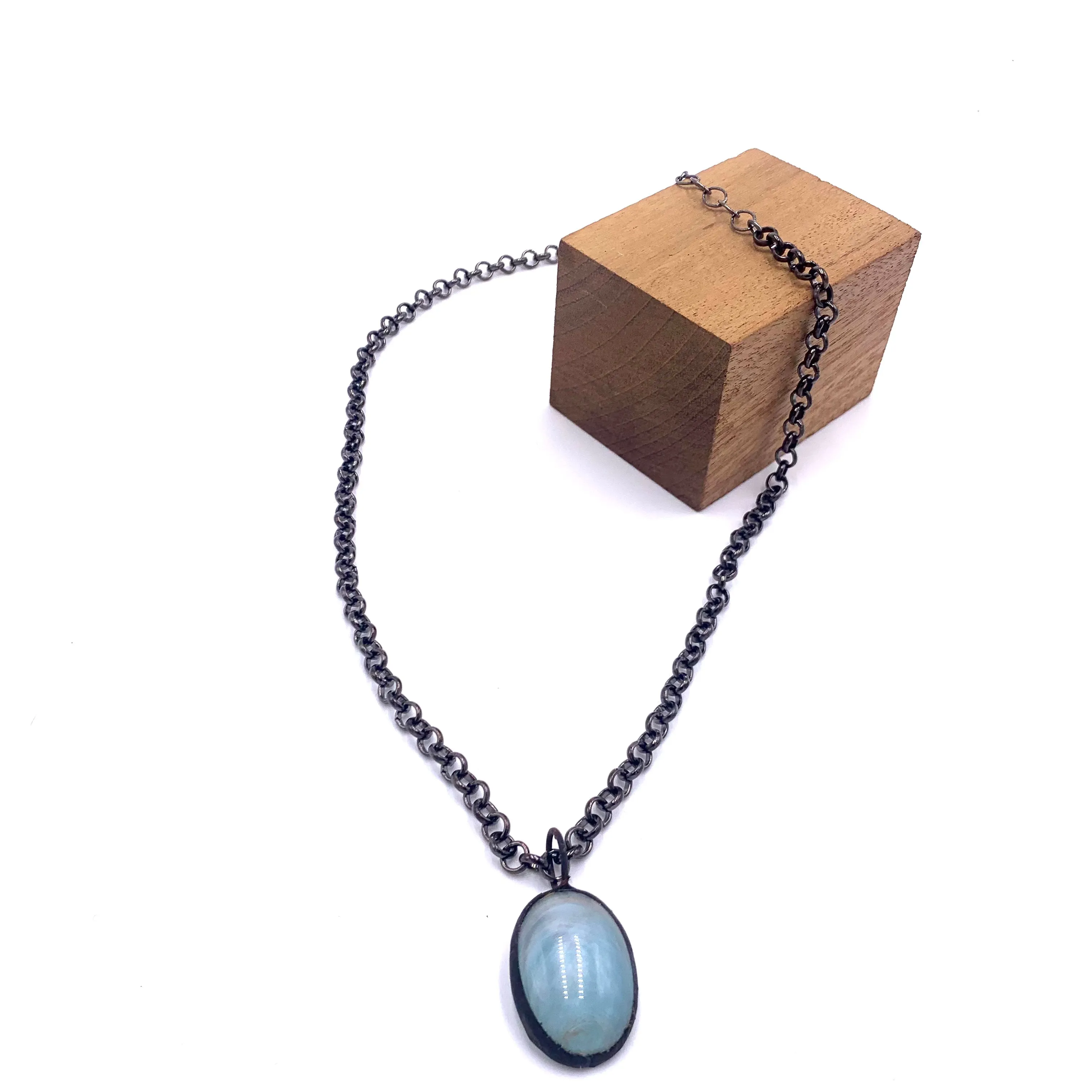 Ice Blue 'Gemz' & Rolo Layering Necklace