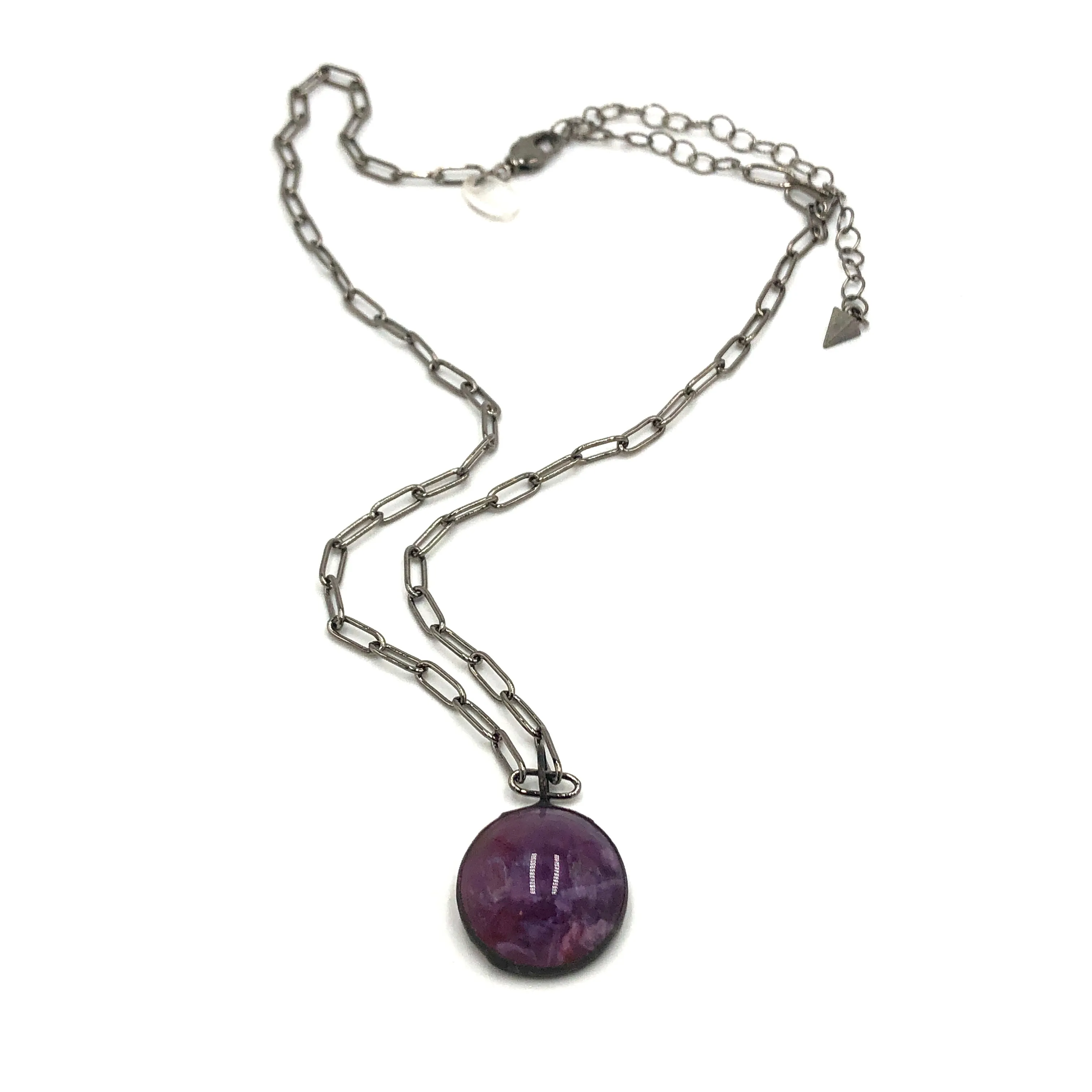 Lavender Gemz Coin & Paperclip Layering Necklace