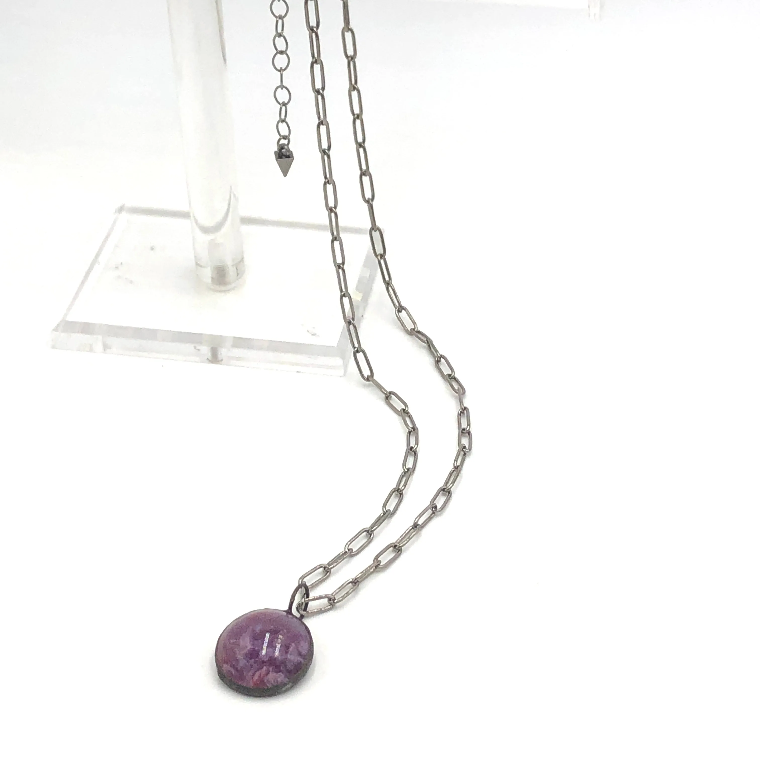 Lavender Gemz Coin & Paperclip Layering Necklace