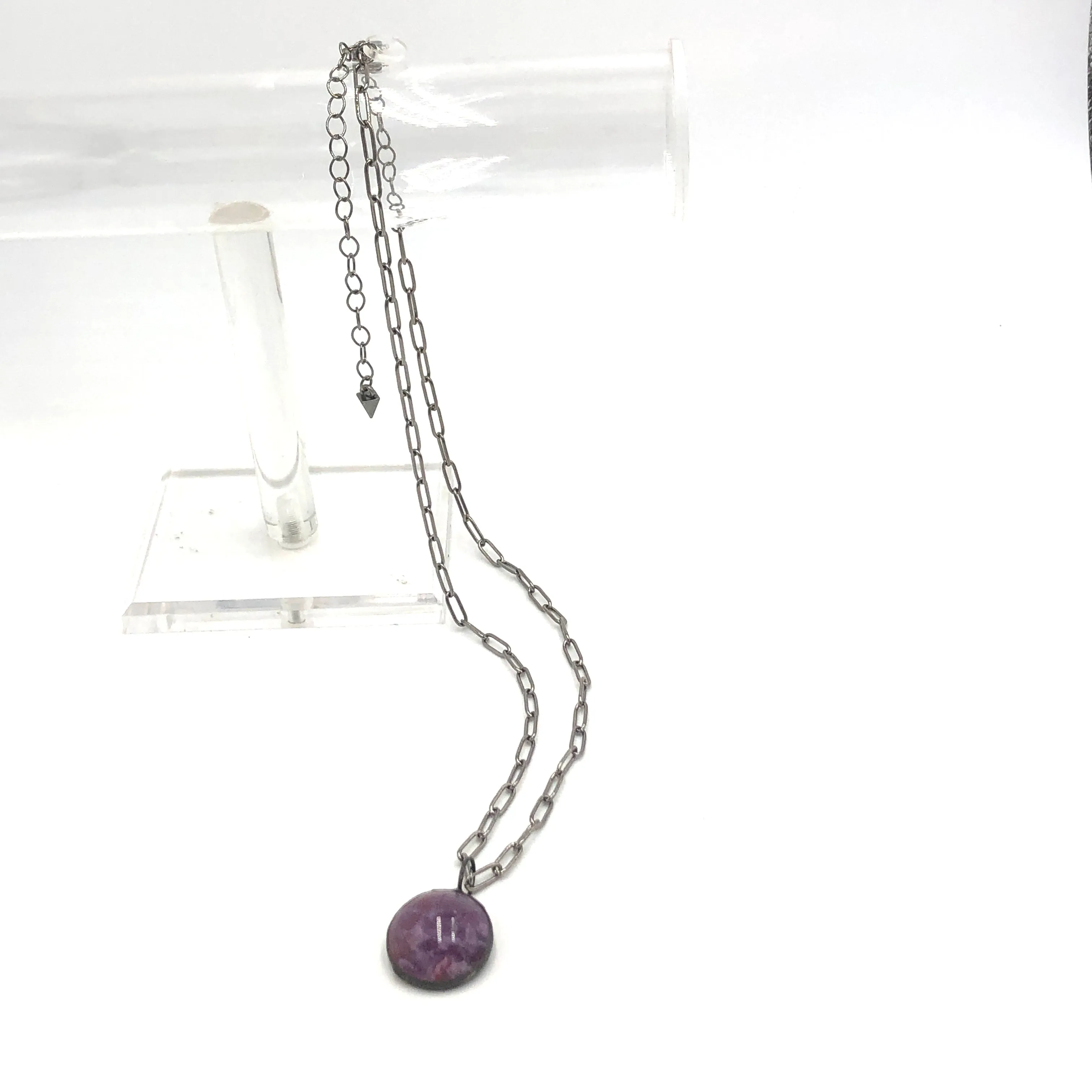 Lavender Gemz Coin & Paperclip Layering Necklace