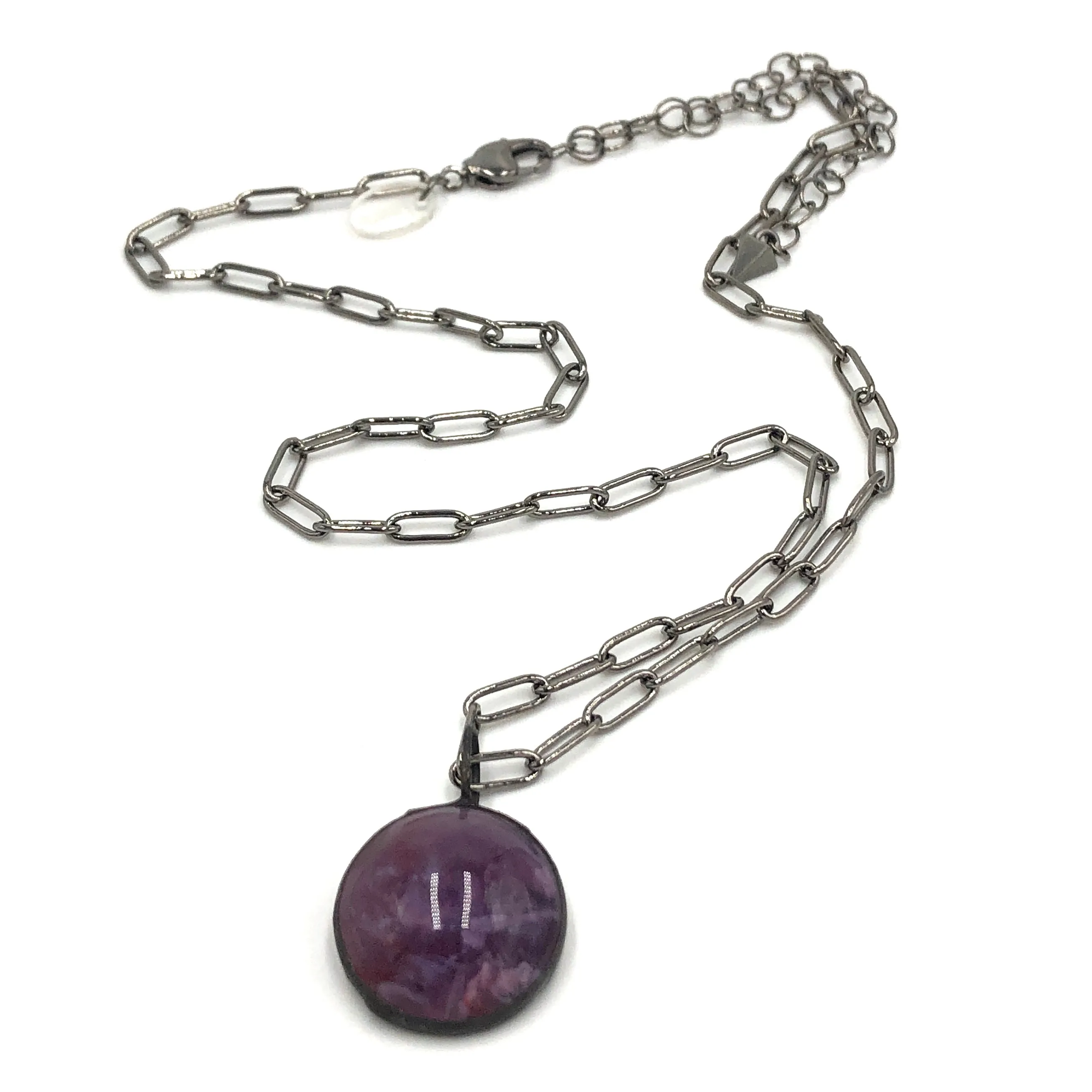 Lavender Gemz Coin & Paperclip Layering Necklace