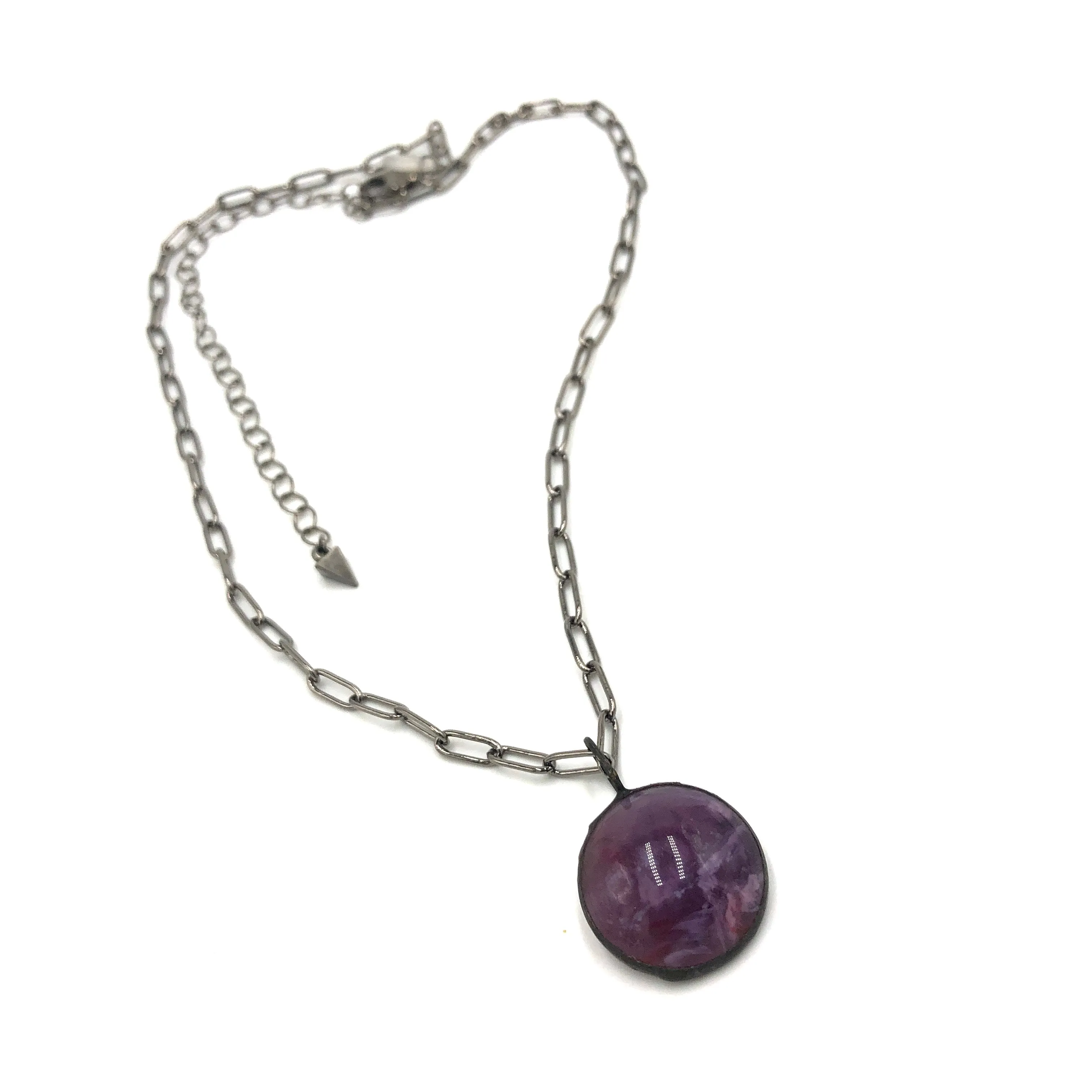 Lavender Gemz Coin & Paperclip Layering Necklace