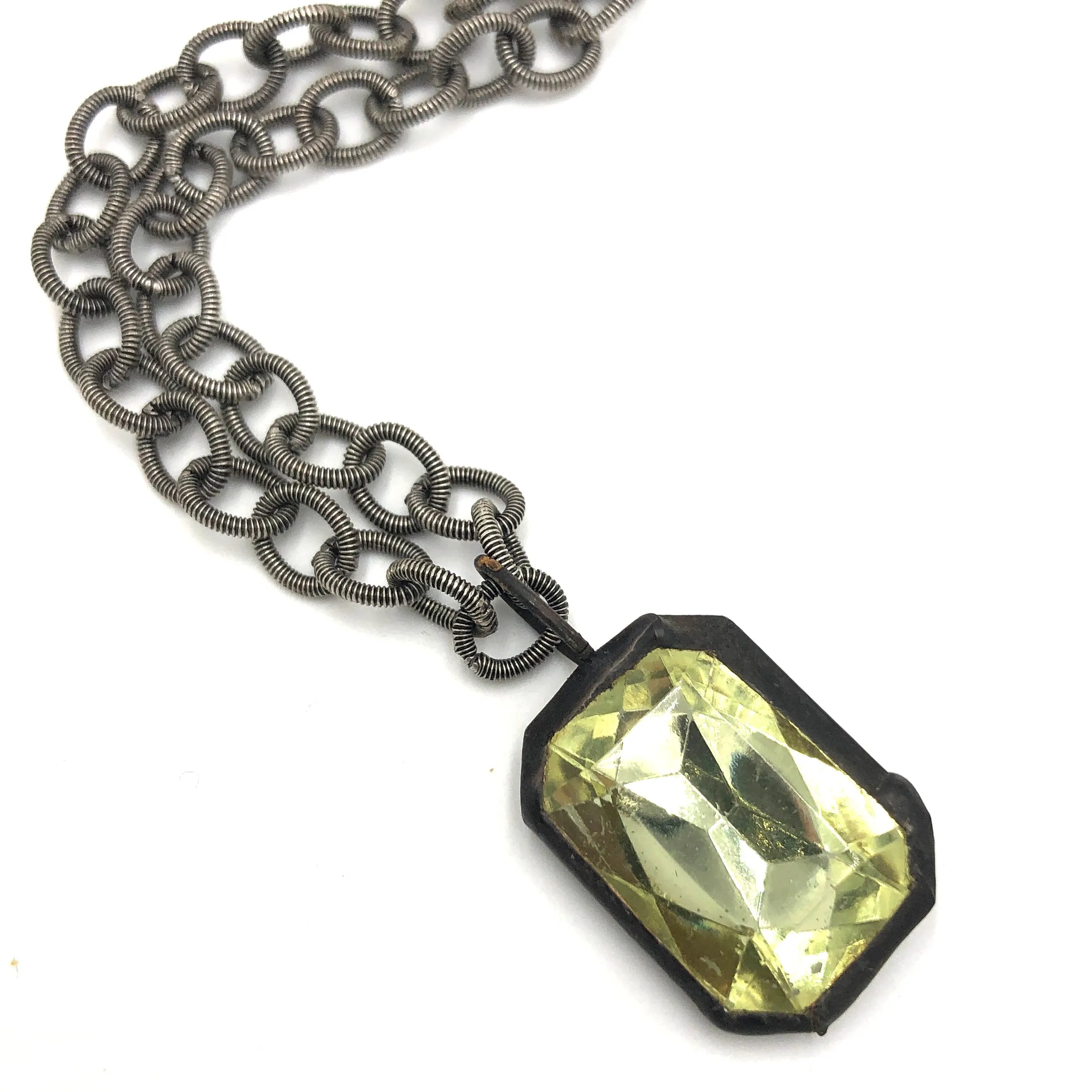 Lemon Shine-On Oval Gun Metal Layering Necklace