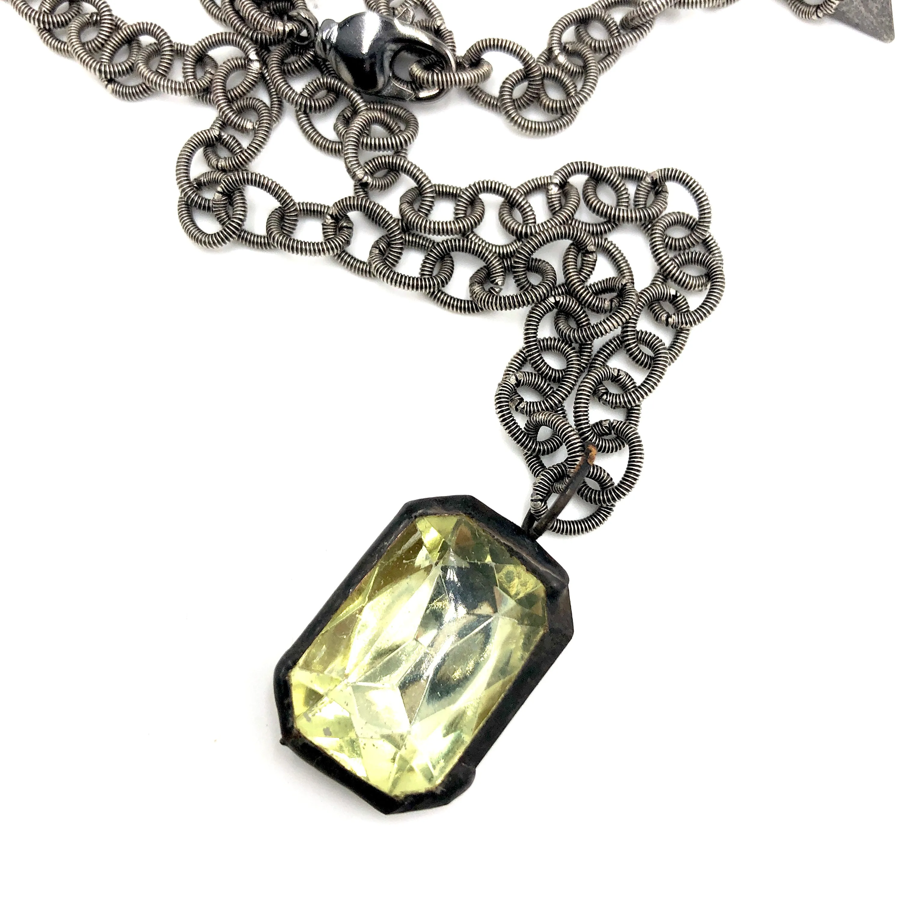 Lemon Shine-On Oval Gun Metal Layering Necklace