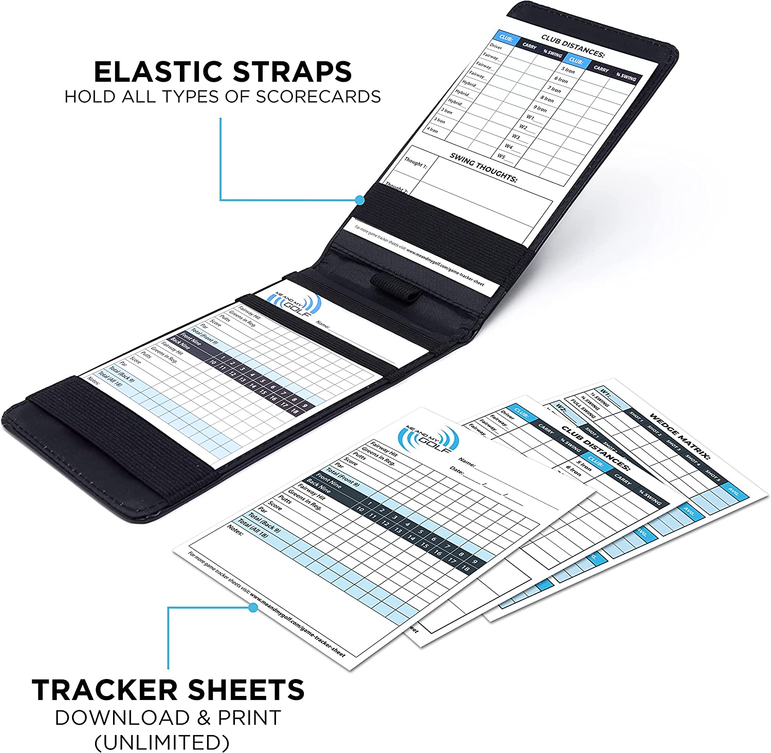 Me and My Golf Premium Scorecard Holder and Stat Sheet with Unlimited Printable Sheets