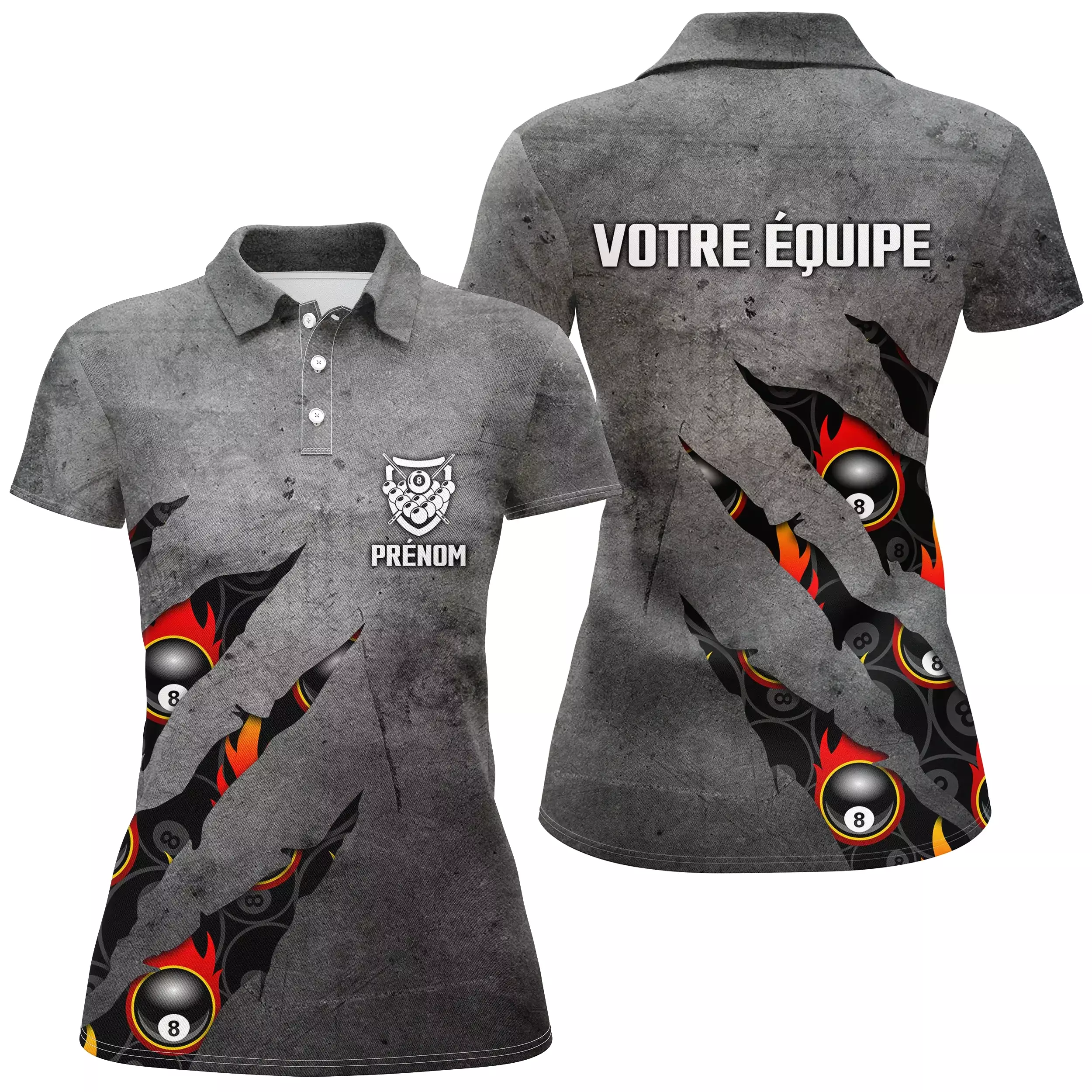 Polo De Billard Professionnel Avec Prénom Et Equipe Personnalisés, Boule De Billard - CT27062327