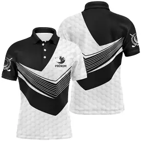 Polo de Golf Noir et Blanc Personnalisé Motif Golfer pour Homme et Femme - Vêtements Golf Unique - CT04072311