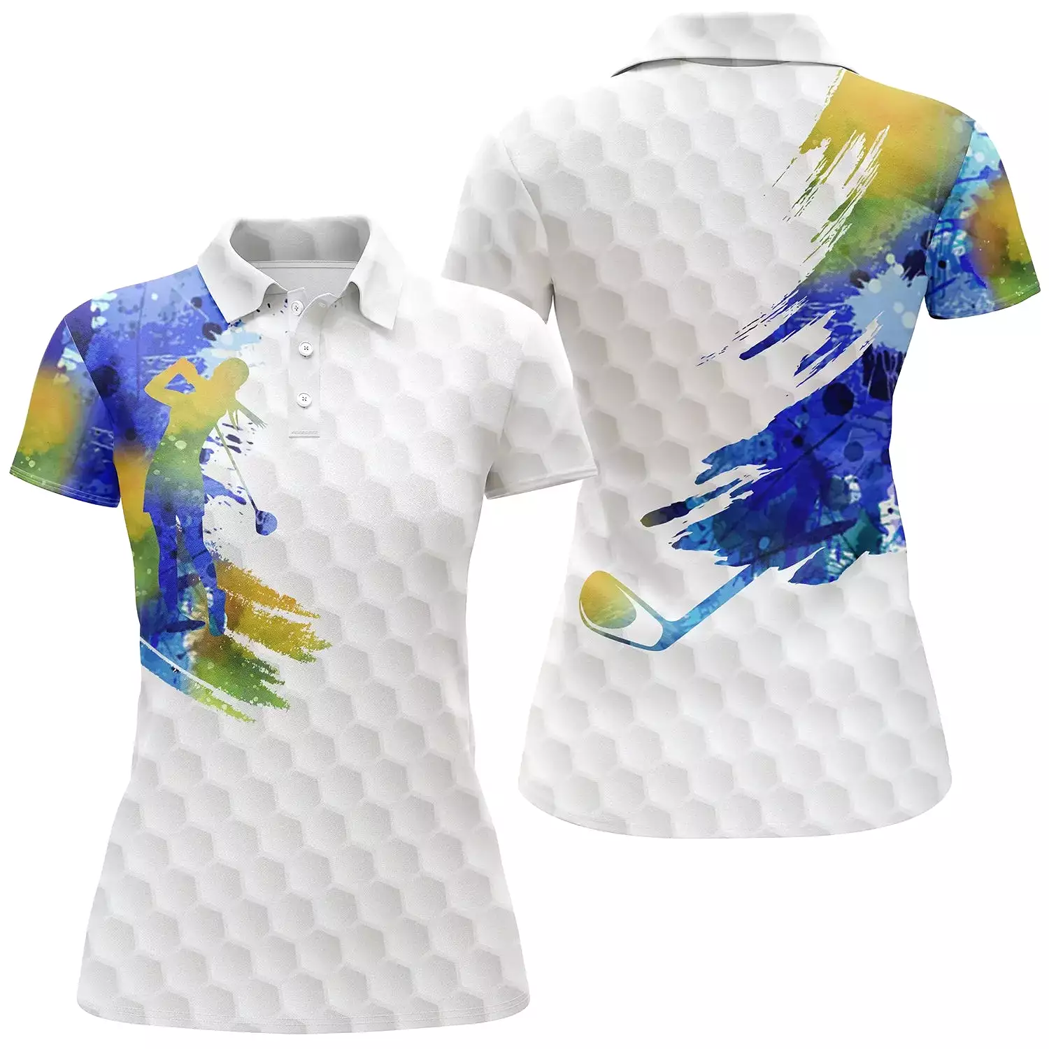 Polo Golf Aquarelle - Motif Unique Effet Balle et Golfeur, Cadeau Pour Amateurs de Golf - CT11072321