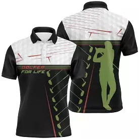 Polo Golf Noir et Blanc Motif Golfer For Life - Style Intemporel pour Passionnés de Golf - CT04072316