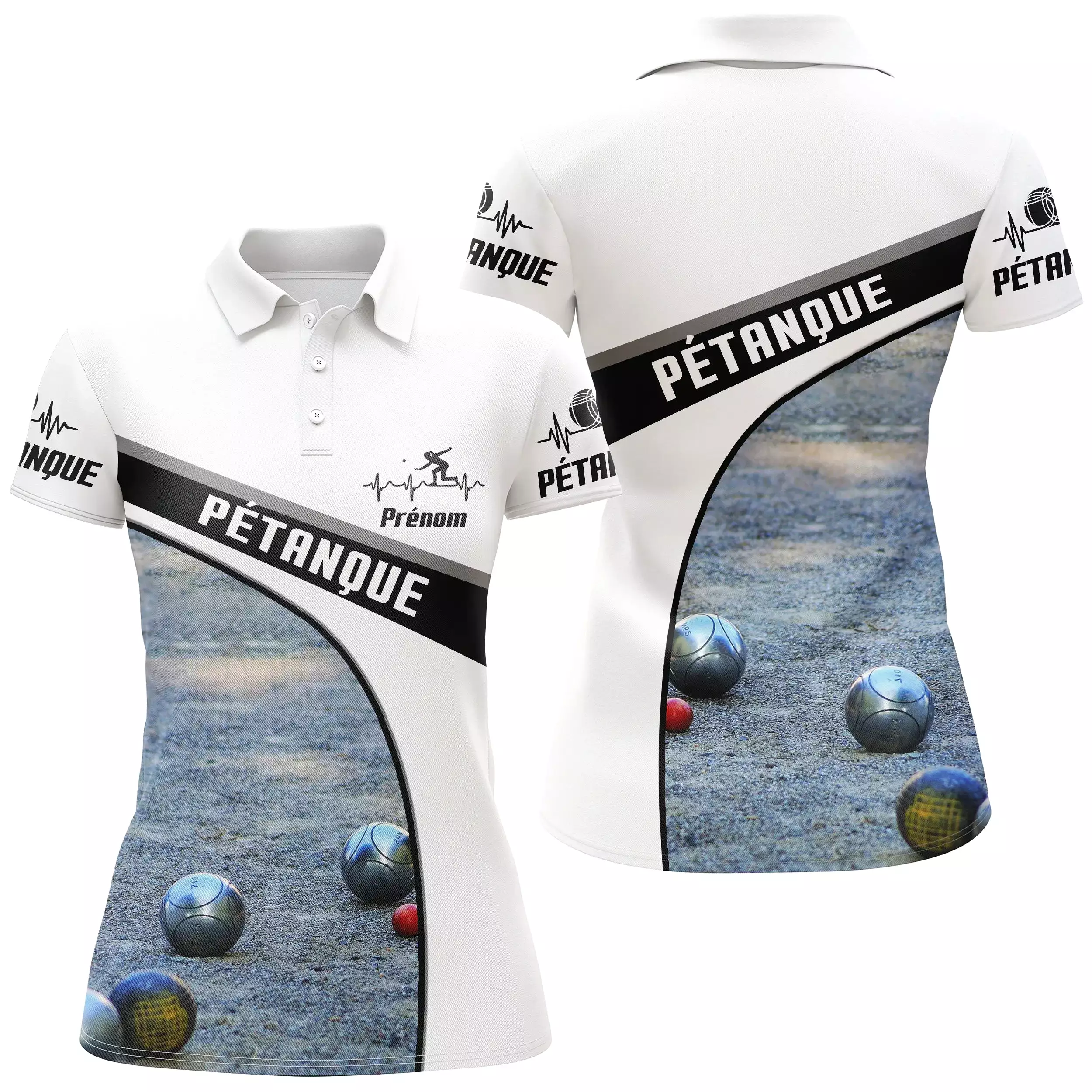 Polo Pétanque Personnalisé - Cadeau Bouliste Idéal - Motif Boules de Pétanque - CT08072310