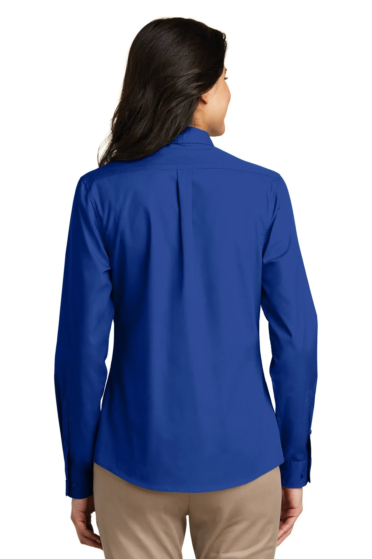 Port Authority Ladies Carefree Poplin Shirt, True Royal [Via Transportation / Sioux Area Metro]