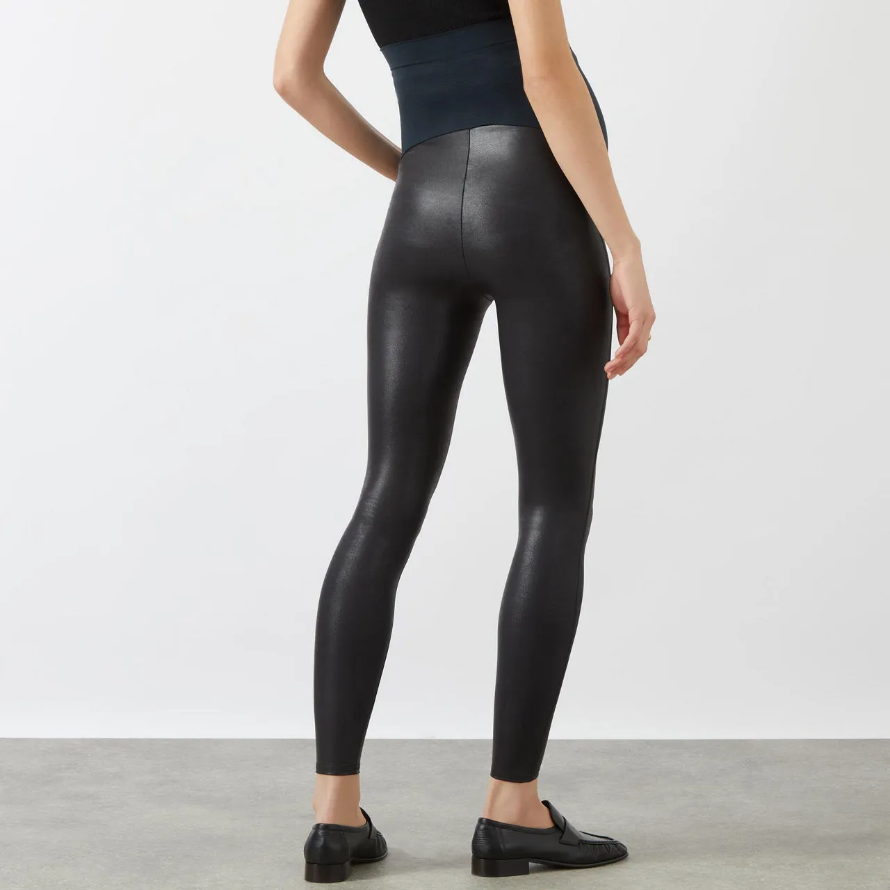 SPANX Mama Faux Leather Leggings - Black