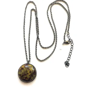 Spotted Tortoise & Gun Metal Layering Necklace - Long