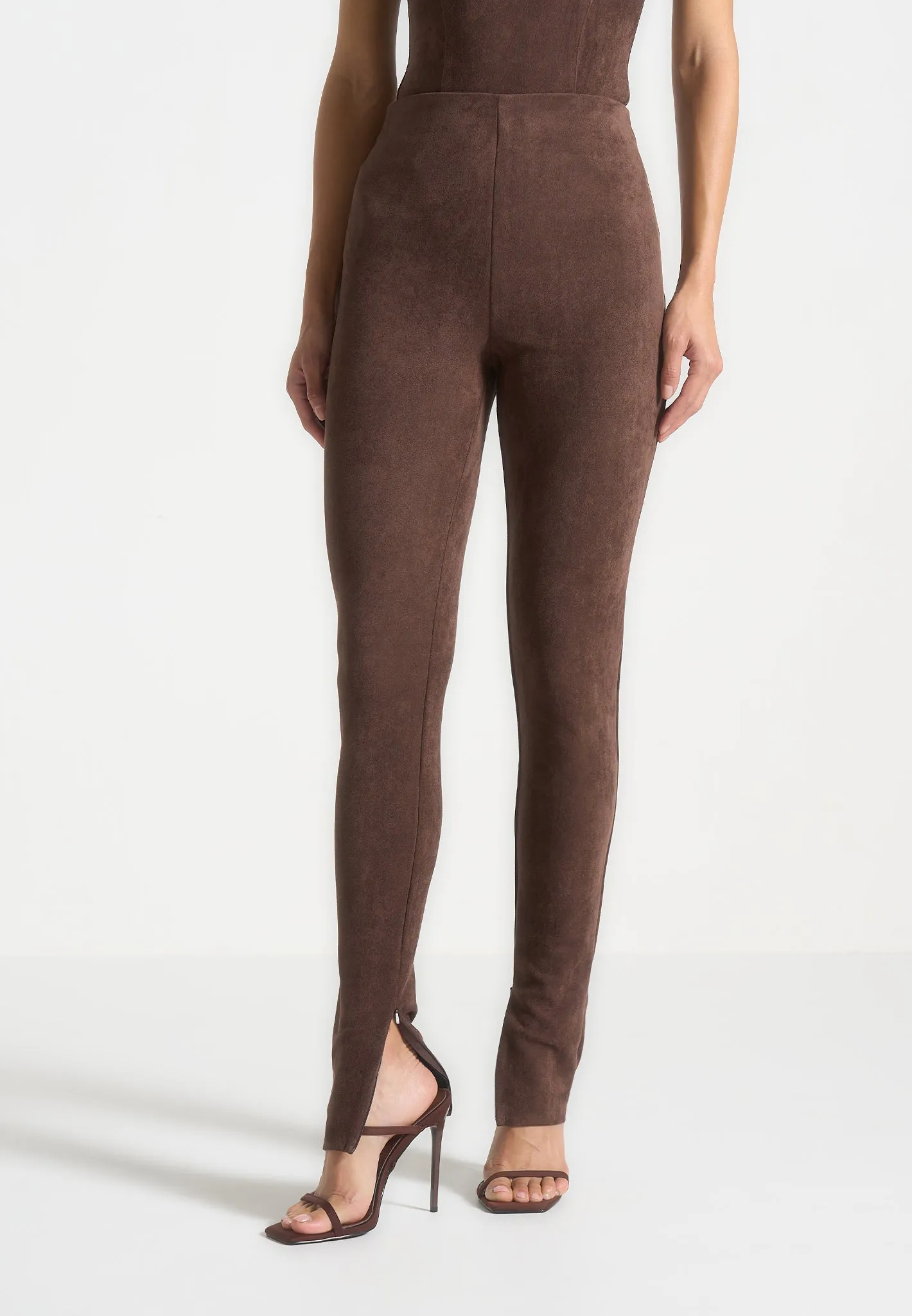 Suede Leggings - Brown