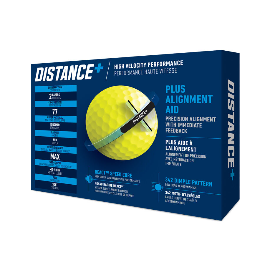 TaylorMade Distance+ Golf Balls Yellow (1-Dozen)